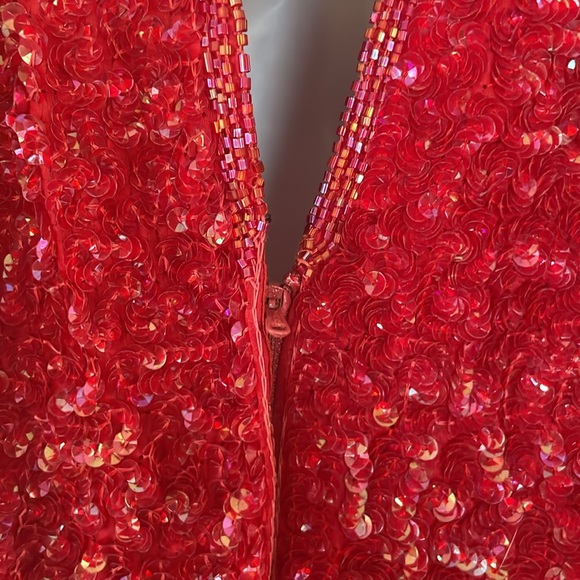 VGT 60’s SYLVIA ANN sequin cherry red dress size large - Picture 5 of 15